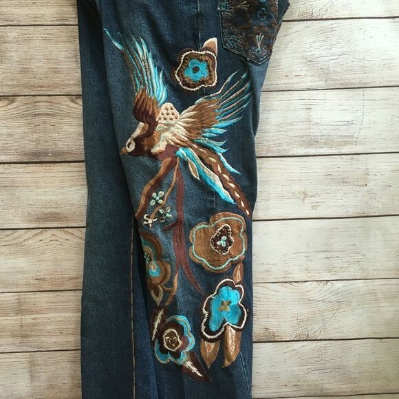 ANTHROPOLOGIE BASIL & MAUDE EMBROIDERED AND BEADED JEANS - Picture 2 of 10